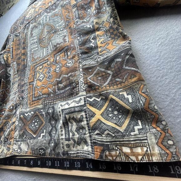 Y2K Chicos Jacket Womens Small Brown Rust Aztec Geometric Corduroy Buttons 90s - Picture 9 of 12